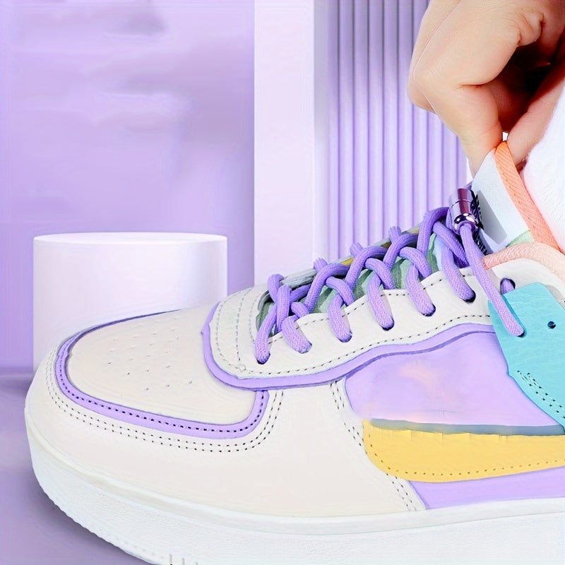 Teenagers Elastic Colorful Shoe Laces with Buckles and No Tie Needed (2 Pairs)