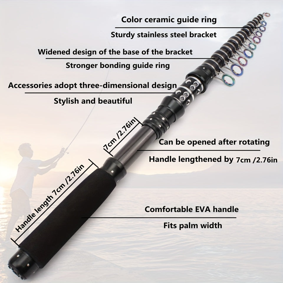 Carbon Fiber Telescopic Fishing Rod 2.1m-3.0m for Carp Bass Sea Fishing