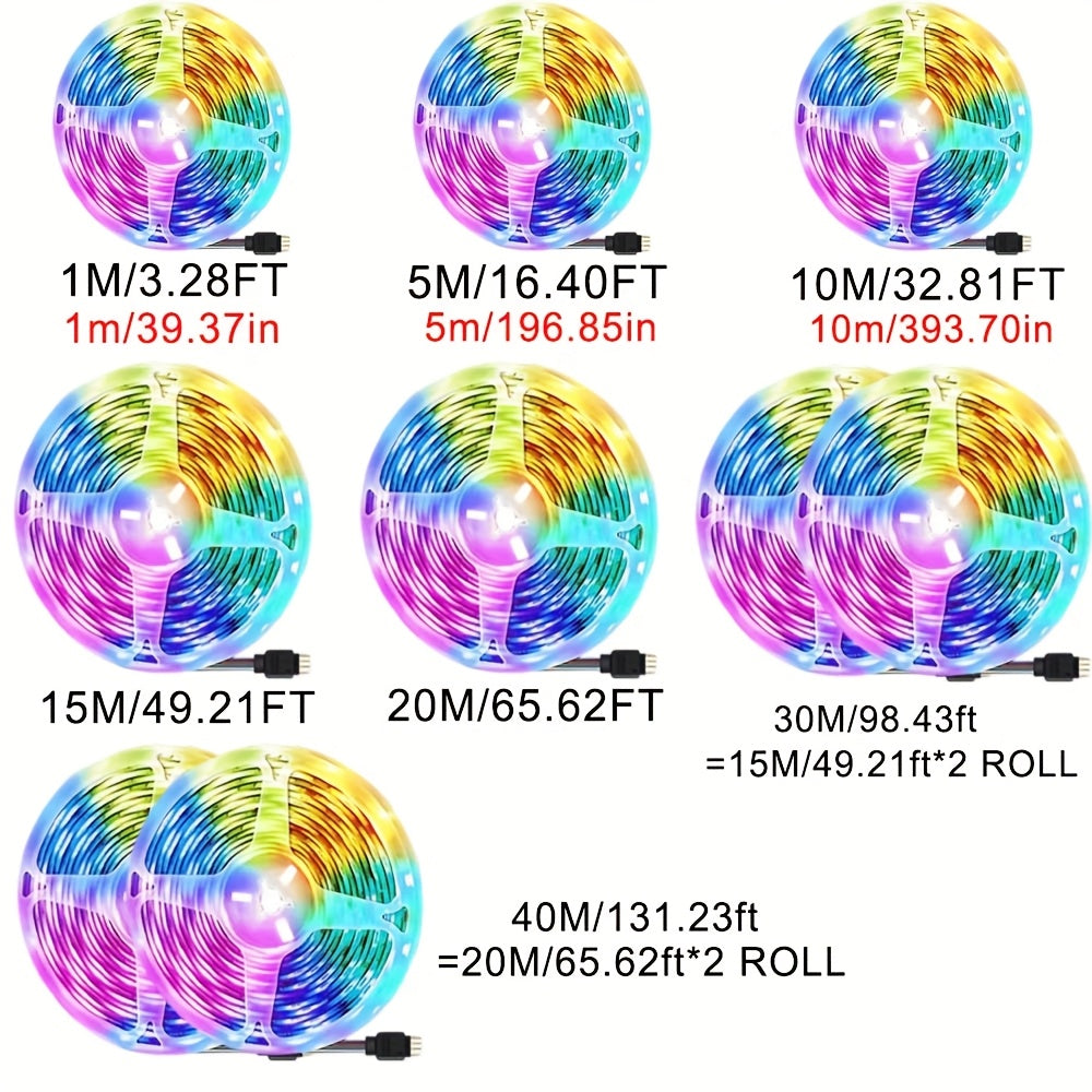 RGB LED chiroqlar chizig'i 91cm dan 29.87m gacha USB rang o'zgartirish masofadan boshqarish ilovasi bilan