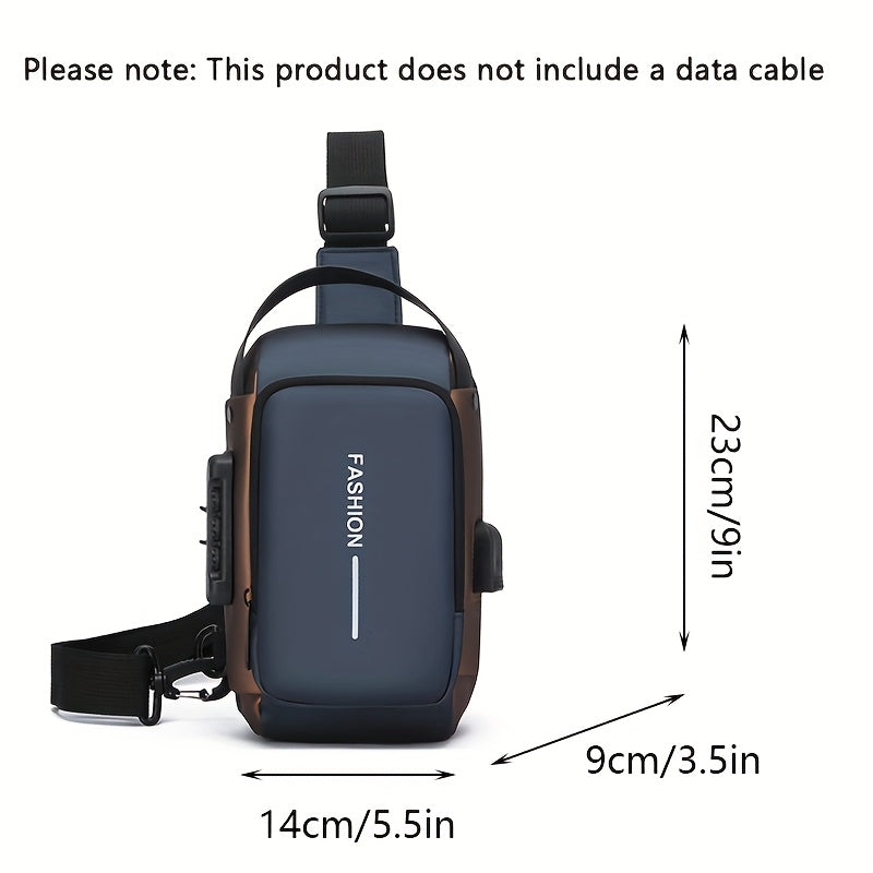 Bolso bandolera de tela Oxford para hombres para el desplazamiento diario con bolsillo para teléfono y cierre de cremallera en azul y negro