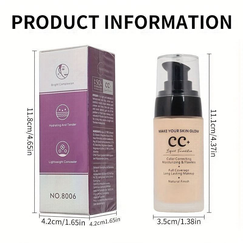 Full Coverage Waterproof Foundation Lotion for All Skin Types 45ml