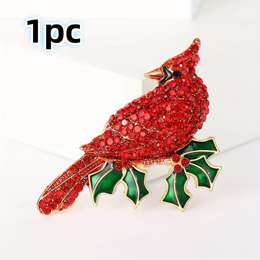 Изысканная брошь в виде кардинала из сплава, простая брошка в форме животного, элегантный аксессуар для платья и пальто, неотражающее украшение для свитера на груди