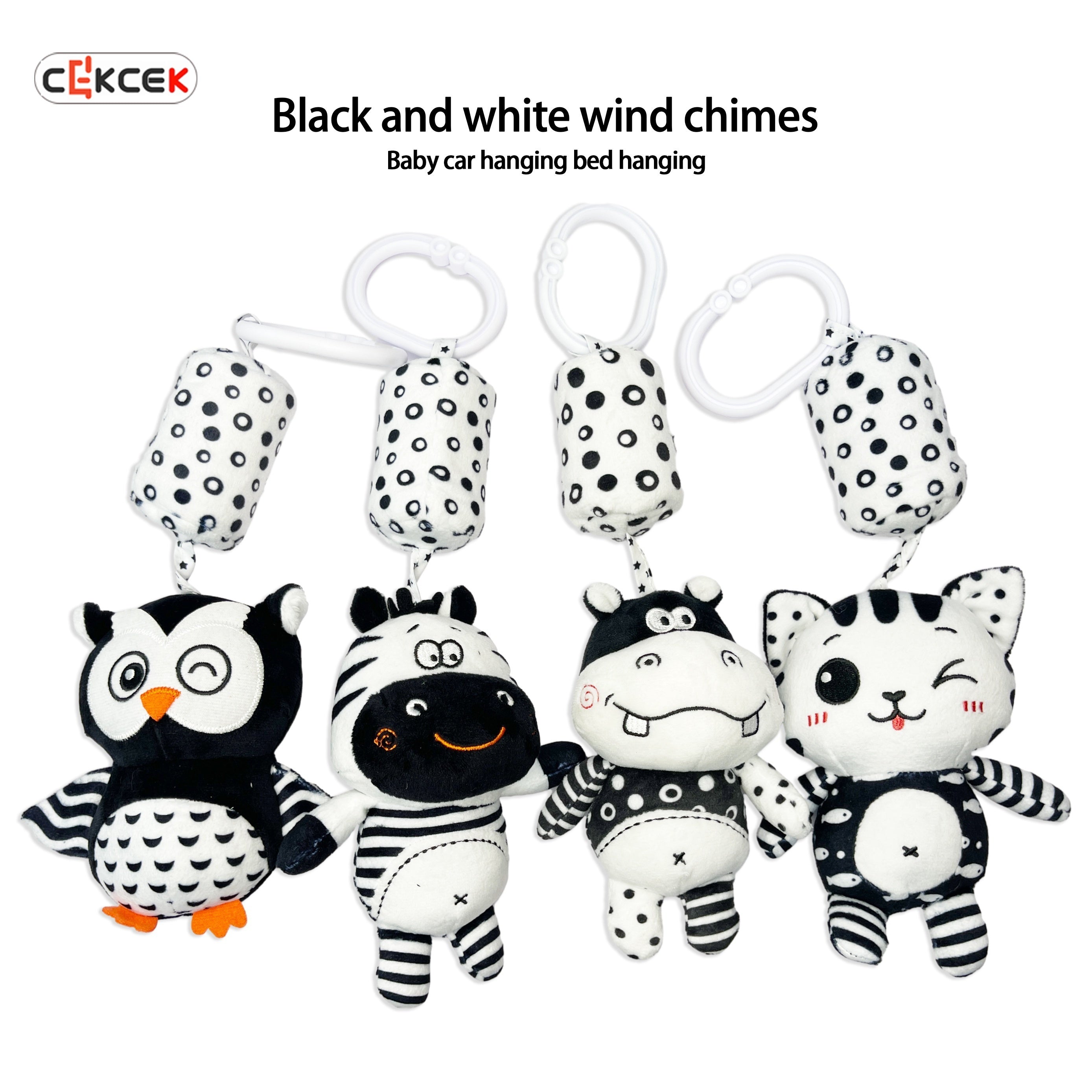 Baby Rattle Wind Chime for Visual Training and Development Black and White Toddler Gift