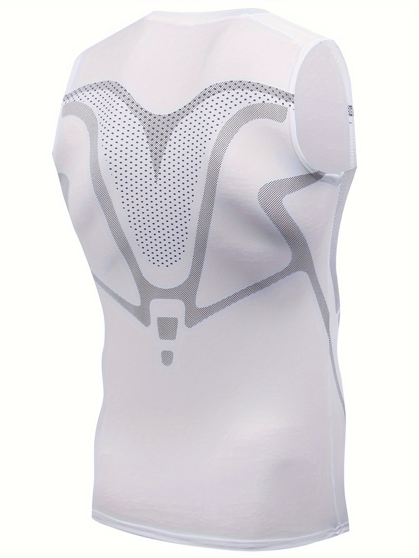 Erkaklar uchun 2 qismli sport tanki, tez quriydigan, nafas oladigan va ingichka siqish xususiyatlariga ega, geometrik dizayn bilan.