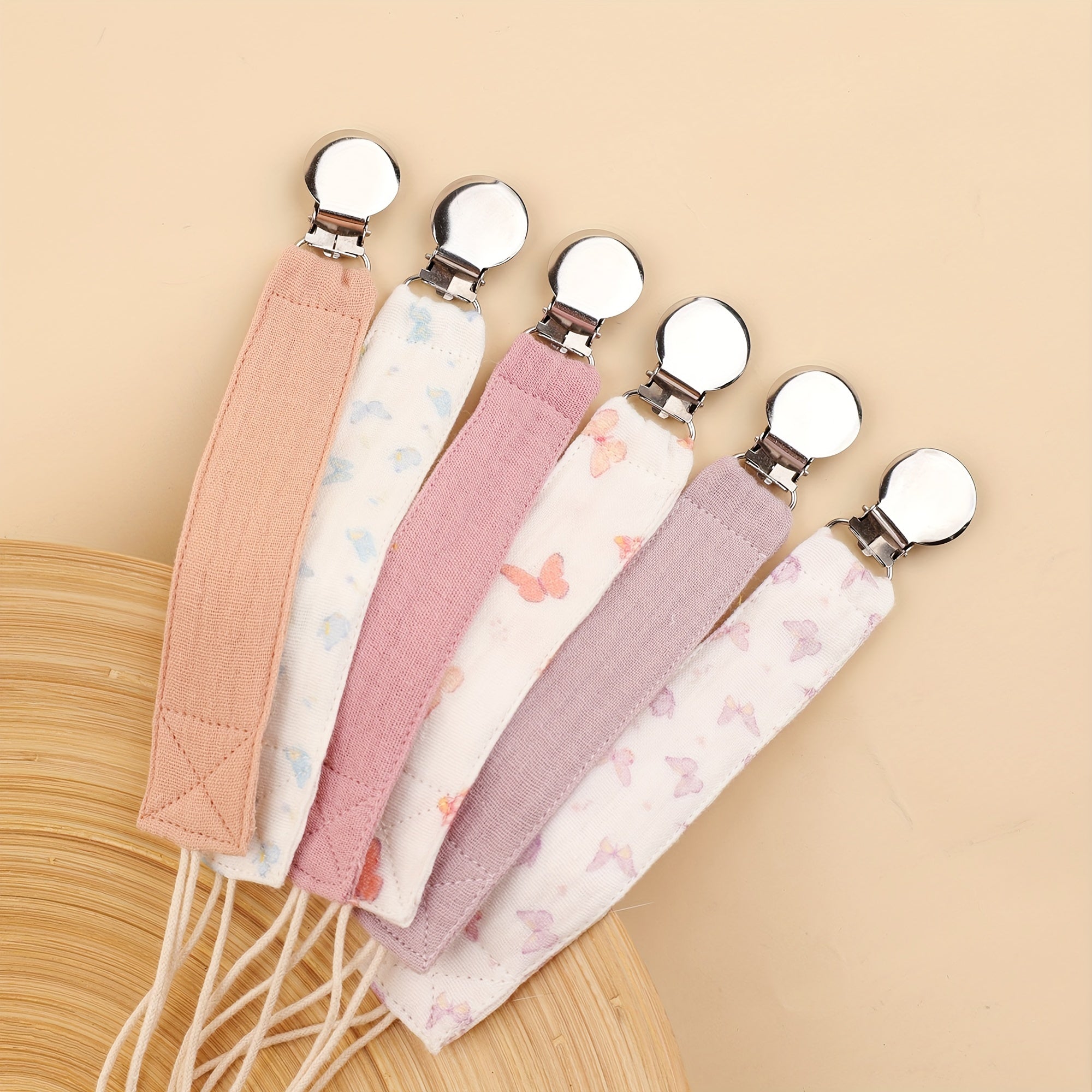 Baby Soother Chain Set of 4 for Ages 0-3 Stainless Steel Clips Various Colors