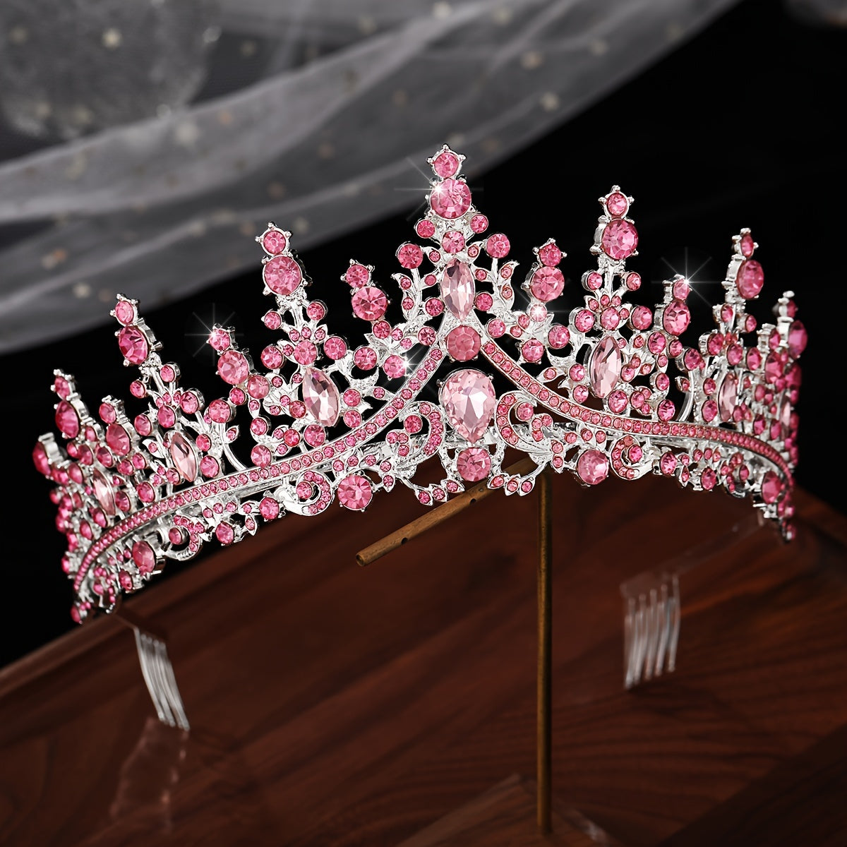 Crystal Princess Crown Tiara for Women Wedding Hair Accessory Rhinestones Gold Metal