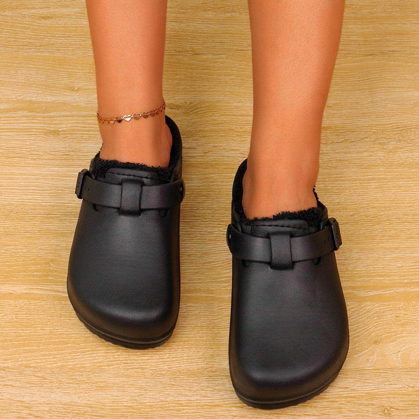 Women's Fluffy Solid Color Clogs with Thick Sole and Plush Lining