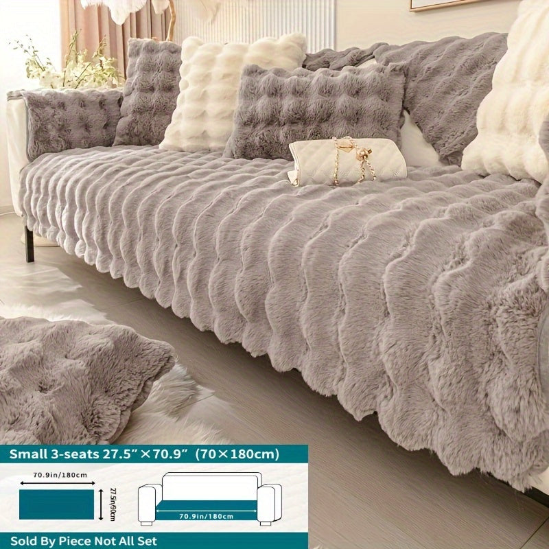 Winter Plush Sofa Cover Anti-Slip Dustproof Slipcover for Couch Living Room Bedroom
