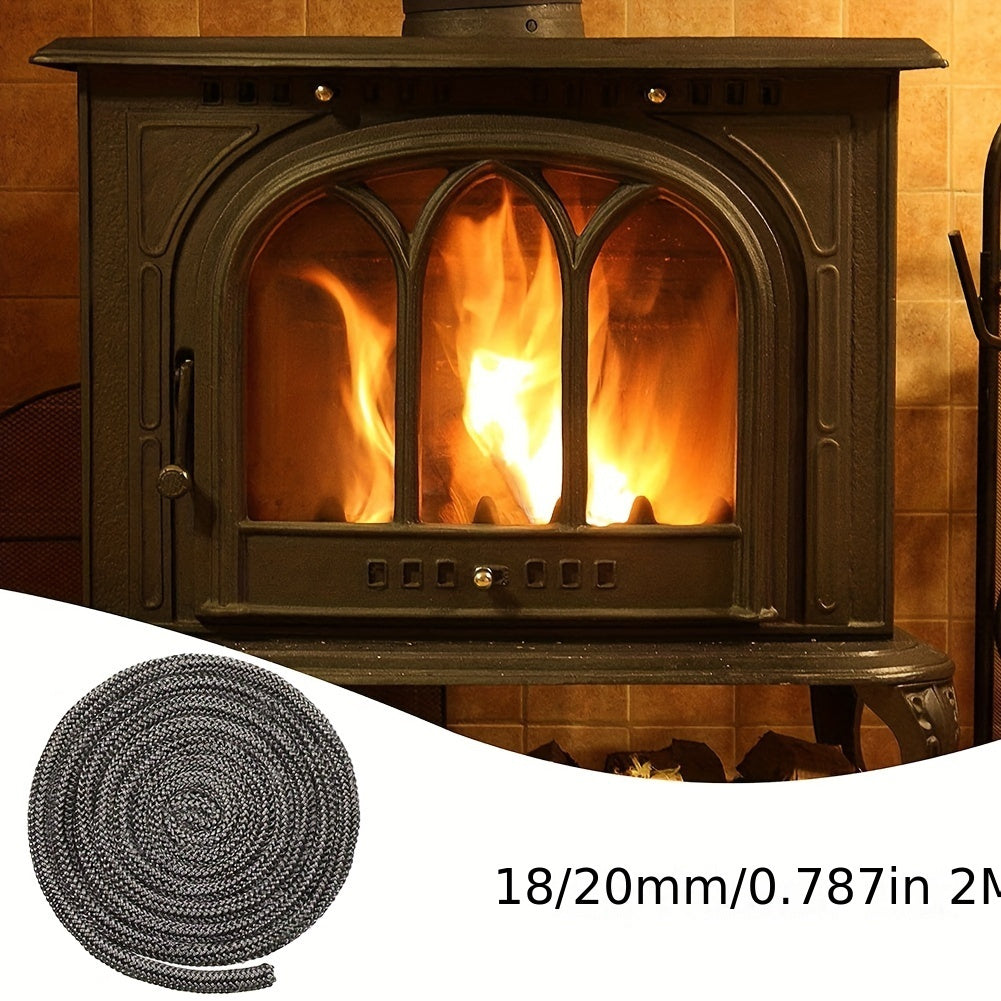 Fireplace Wood Stove Door Seal Black Borosilicate Glass Fiber Rope Gasket 18mm 2m