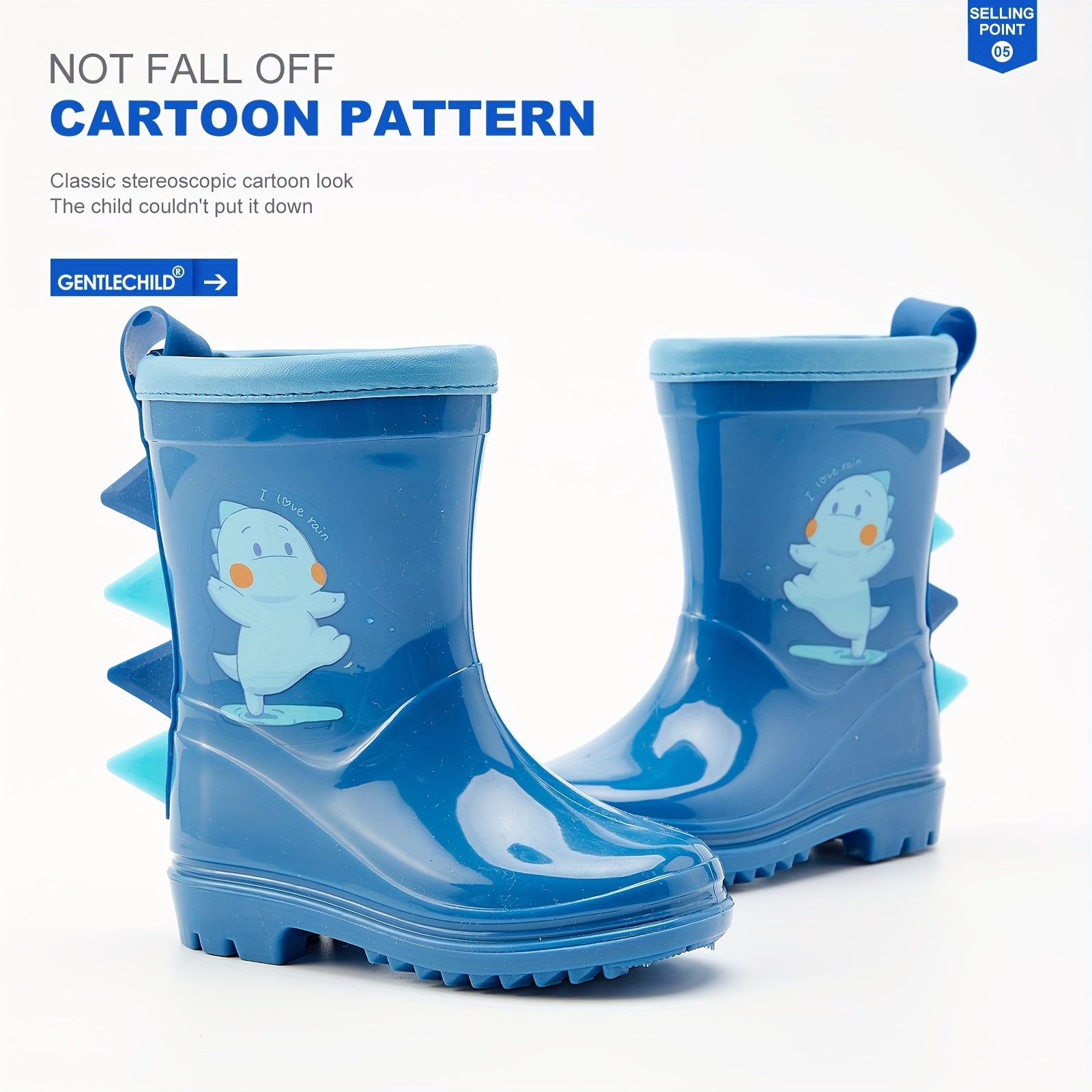 Детские водонепроницаемые дождевые сапоги с динозаврами для мальчиков и девочек в возрасте от 1 до 8 лет, нескользящие короткие сапоги