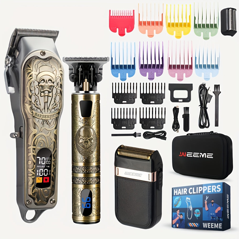 3-piece Men's Grooming Set Hair Clipper Razor Beard Trimmer Storage Bag Travel Gift