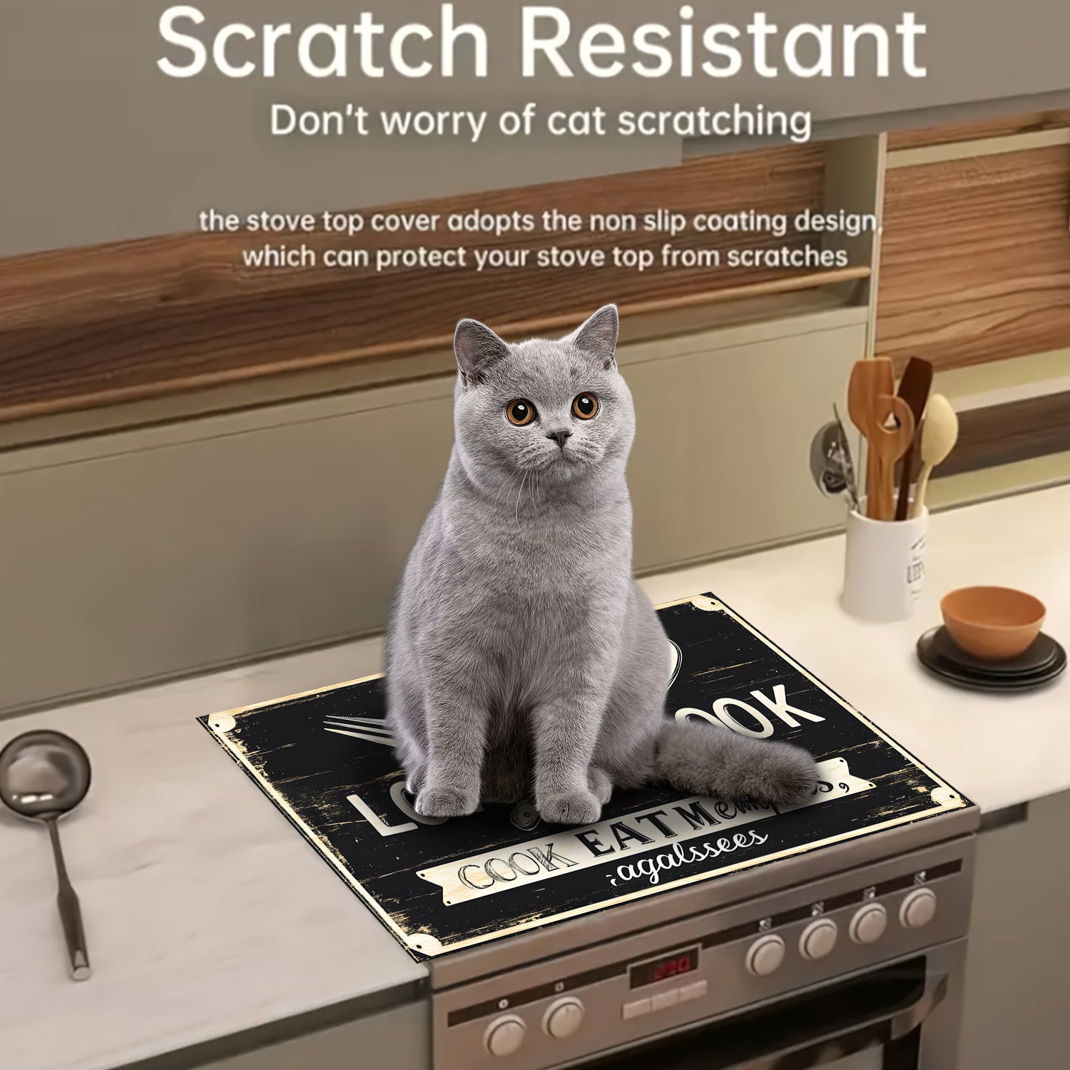 2D Flat Rubber Cooktop Protection Pad Non-Slip Scratch-Resistant for Stove Ovens