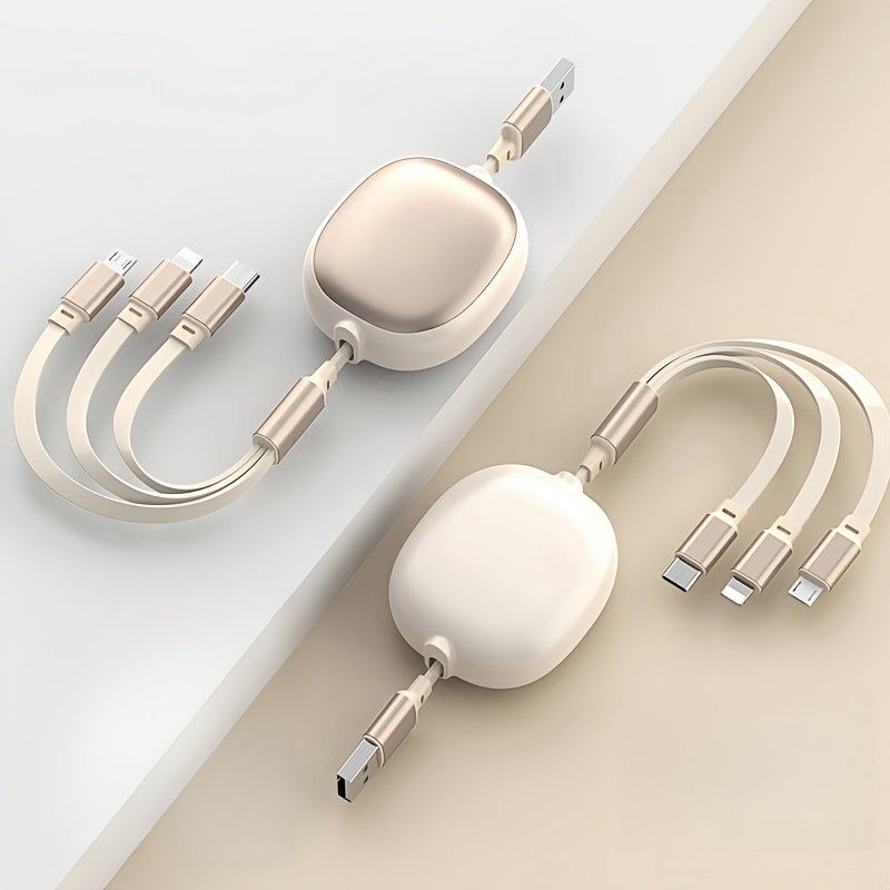 3-in-1 Retractable USB Charging Cable 100W Fast Charging Data Sync for iPhone Samsung Huawei