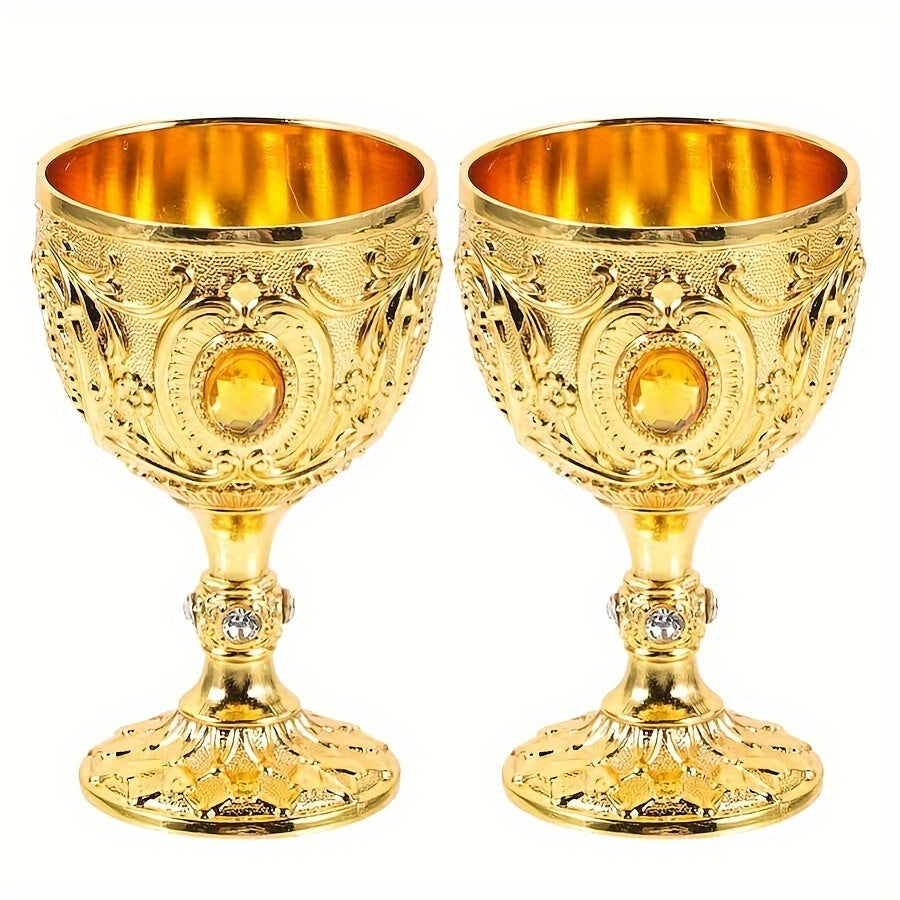 Set of Two 30ML Crystal Chalice Wine Glasses and Embossed Diamond Shot Glass for Red or White Wine