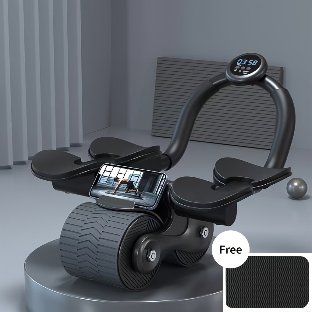 Автоматический ролик для пресса с возвратом для фитнеса, укрепления корпуса, с подсчетом и накладками на локти