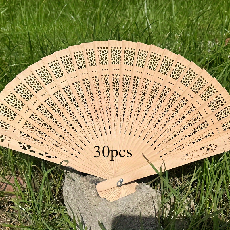 Set of 10/20/30 Wedding Fans Portable Chinese Sandalwood Hand Fans for Wedding Gifts and Party Decor