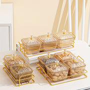 Amber Gold-T trimmed Serving Set for Dried Fruit and Nuts with Beaded Decorations