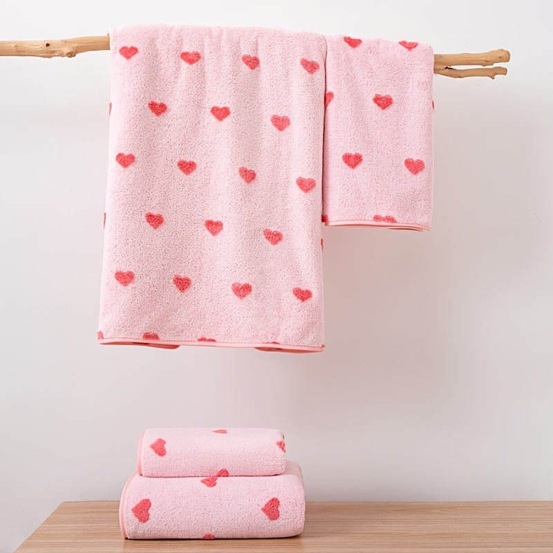 Poliester jakard yurak shaklidagi sochiq to'plami, 320GSM, Sevgi kuni va juftlik hammomida yil davomida foydalanish uchun mukammal.