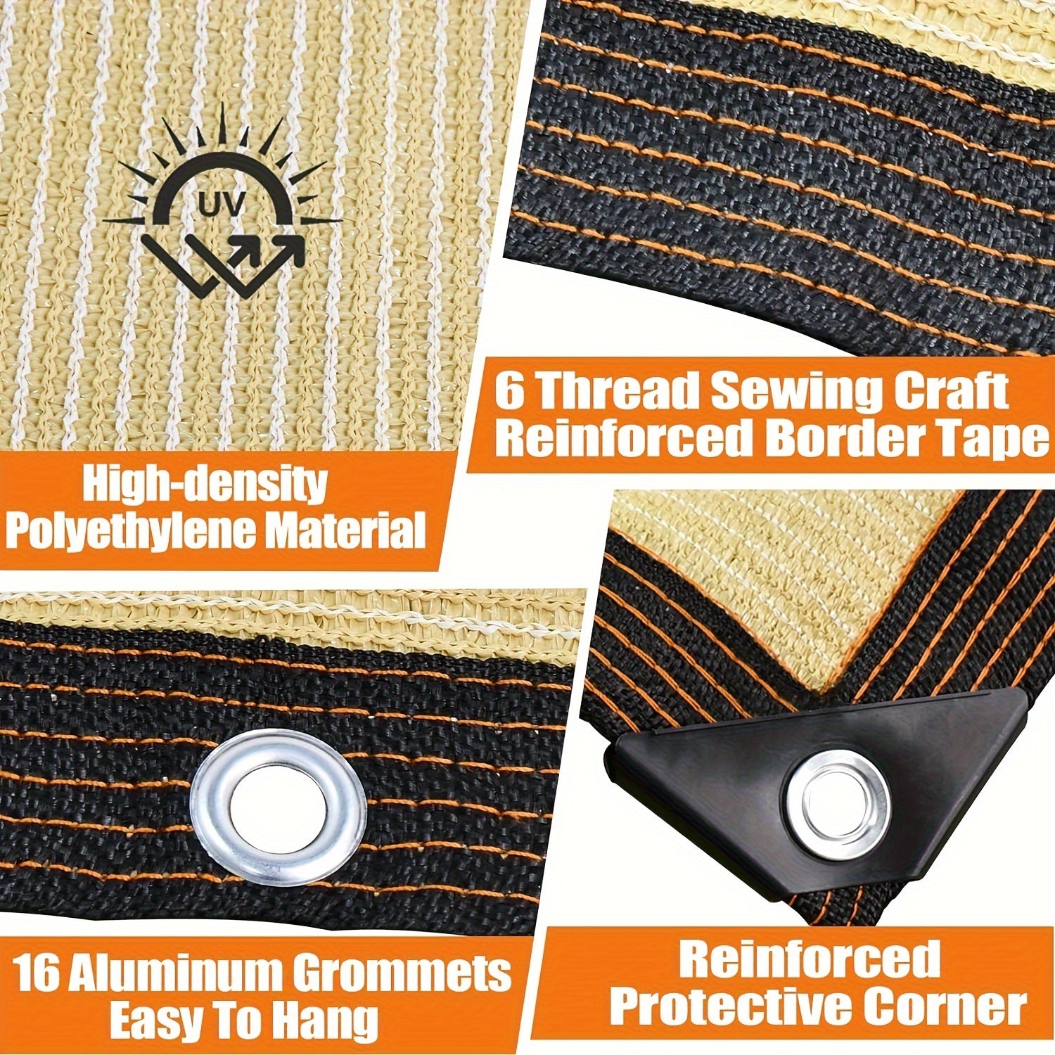 Бежевая защита для балконной ограды, экран, покрытие, УФ-защита, устойчивая к погодным условиям, уличный барьер для патио