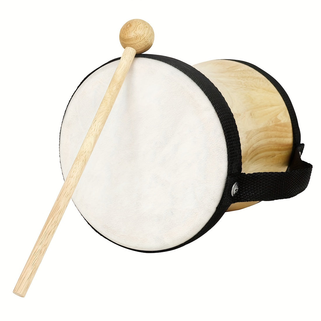 Hand Drum with Sheepskin Head Wooden Percussion Instrument for Music Enthusiasts Black 14+