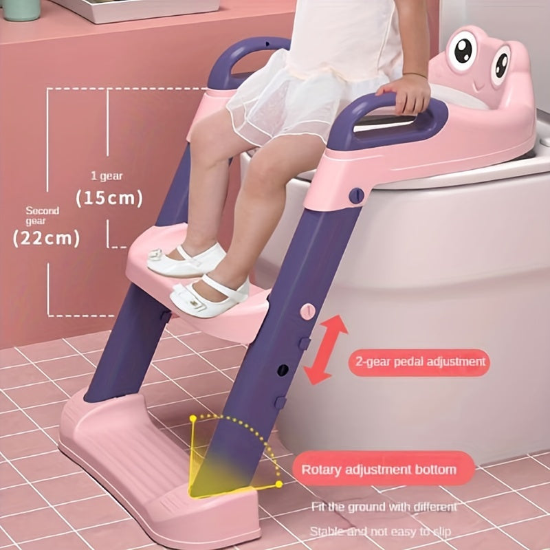 Bolalar uchun bukiladigan hojatxona o'quv stuli, qurbaqa dizayni bilan qadam stuli - 1 dona