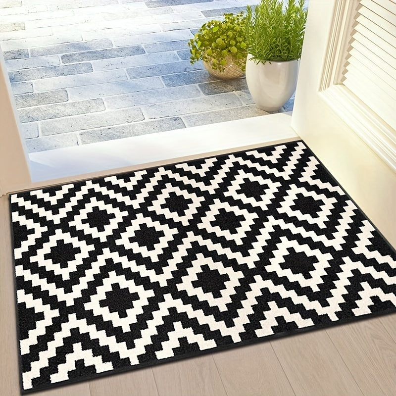 Plaid Doormat Non-Slip Stain-Resistant Entryway Rug with Velvet Backing