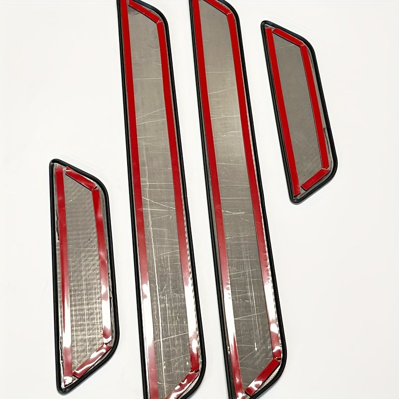 Car Exterior Door Sill Stainless Steel Welcome Pedal Anti-Scratch Carbon Fiber 4pcs