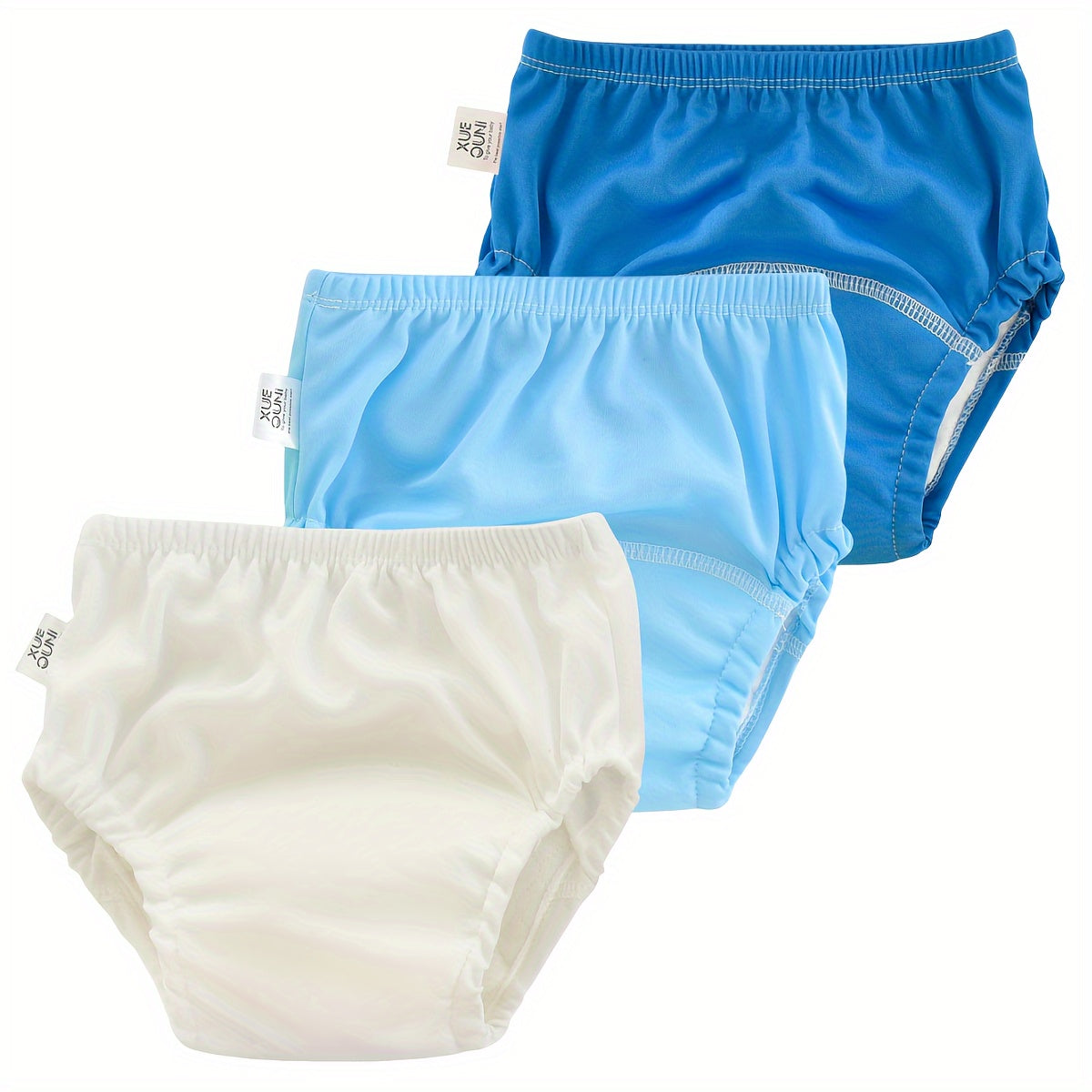 Мягкий и дышащий комплект тренировочных штанов из полиэстера из 3 штук - Удобное, washable нижнее белье для приучения к горшку в различных цветах: белый, розовый, фиолетовый, зеленый, синий, желтый.
