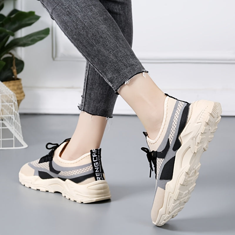Women's Mesh Sneakers Casual Lace-Up Low Top Athletic Breathable Shoes