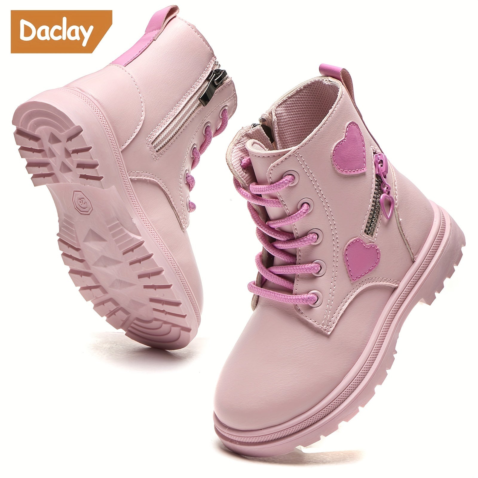 Girls Heart Pattern Casual Boots Lightweight Non-slip Fall Winter