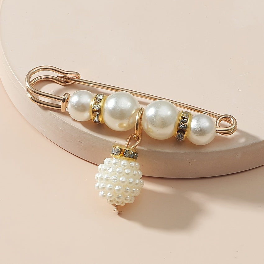 Set of 12 Faux Pearl Waist Pins Safety Pins for Sweaters Cardigans and Skirts