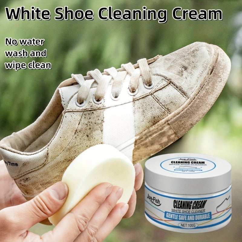White Shoe Cleaner Cream for Sneakers Canvas Faux Leather No Rinse Stain Remover