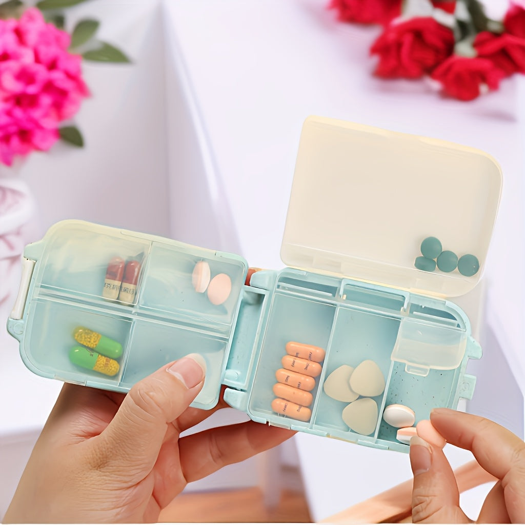 Portable Medicine Box Foldable Travel First Aid Organizer with 8 Compartments