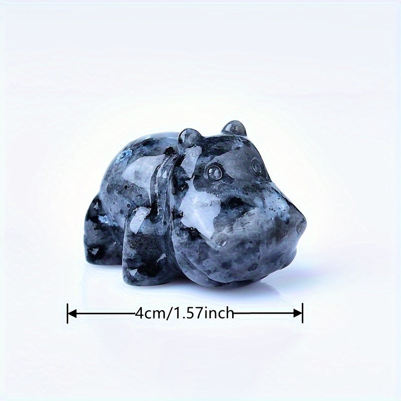 Hand-Carved Natural Crystal Hippo Figurine Small Stone Home Decor Gift