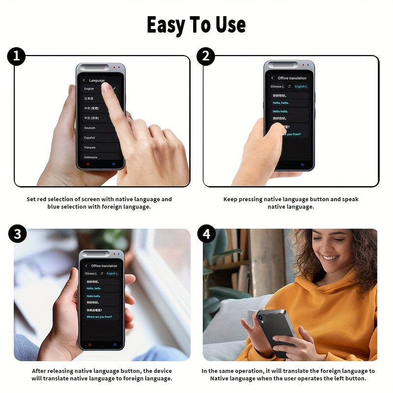 Language Translator Device with 138 Languages, Wi-Fi, 4.1-Inch Screen, Rechargeable Battery