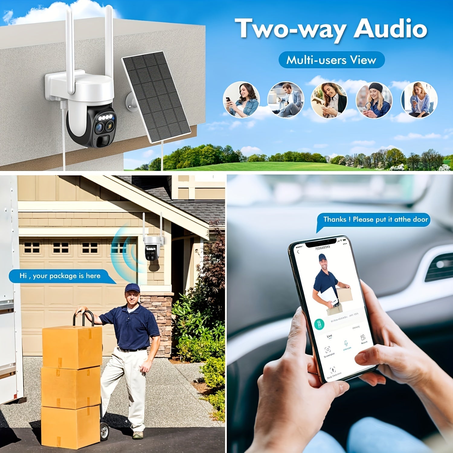 Wireless Outdoor Security Camera with Dual-Lens 8X Zoom 360° Pan-Tilt Night Vision