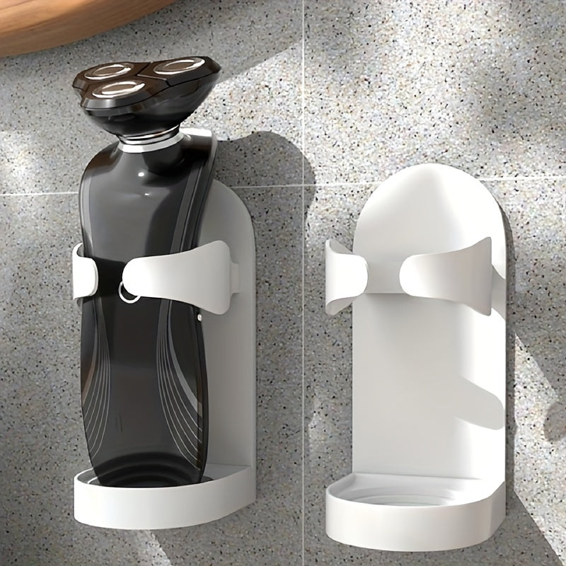 Electric Shaver Holder Wall Mount Black No-Drill Adjustable Bathroom Organizer