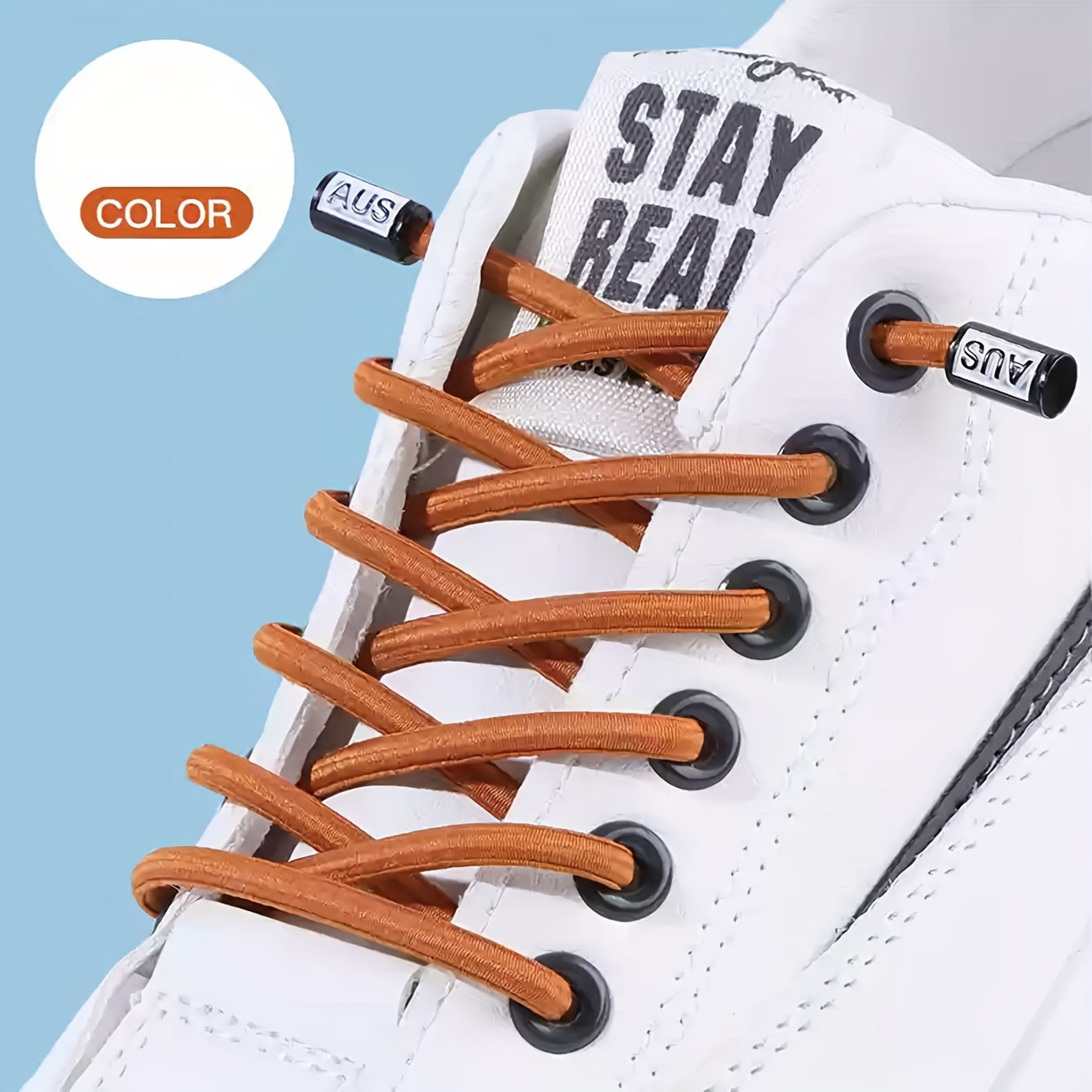 Unisex Elastic No-Tie Shoelaces with Safety Buckle Multicolor Durable Knit
