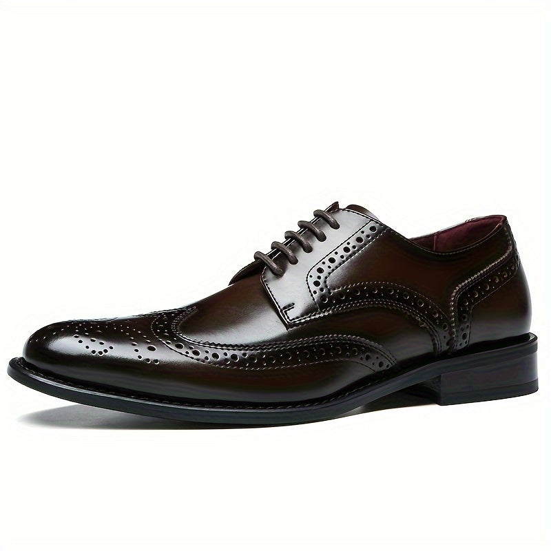 Zapatos oxford de cuero con ala de murciélago para hombre, suela antideslizante, casual y formal