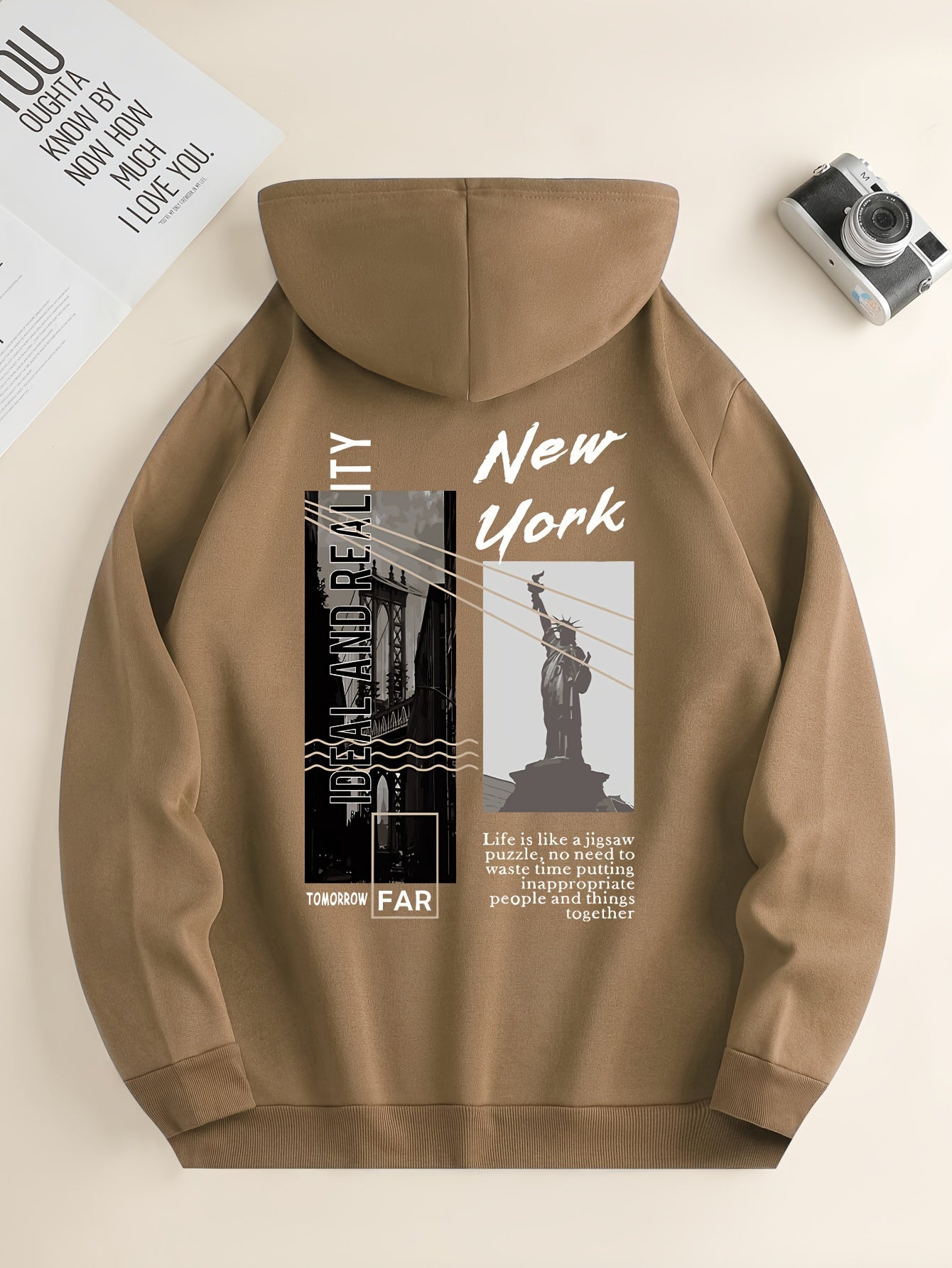 NYC Print Hoodie, Qish va kuz uchun zamonaviy erkaklar grafik pulloveri, Ideal sovg'a