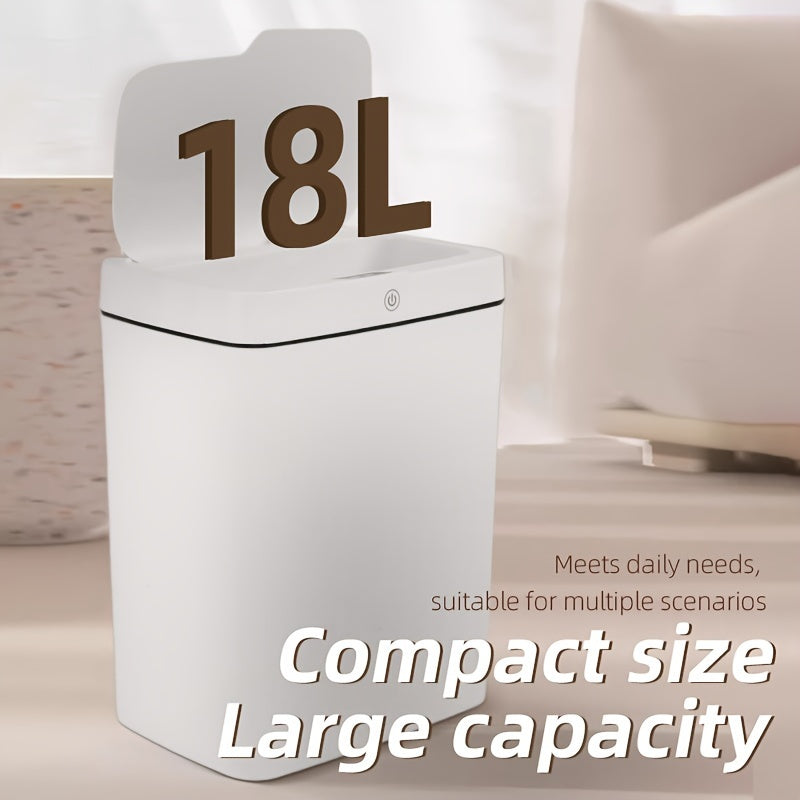 4.75 gallon aqlli axlat qutisi infraqizil sensorli oyoq bosish bilan ochiladi USB bilan quvvatlanadigan oq qora oltin detallari bilan hammom ofis oshxona