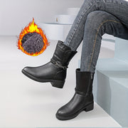 Women's Winter Boots Faux Cover Upper Slip-Resistant Mid-Heel Black