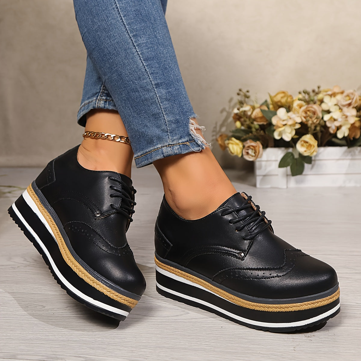 Women's Wedge Loafers Leather Comfortable Elegant Shoes