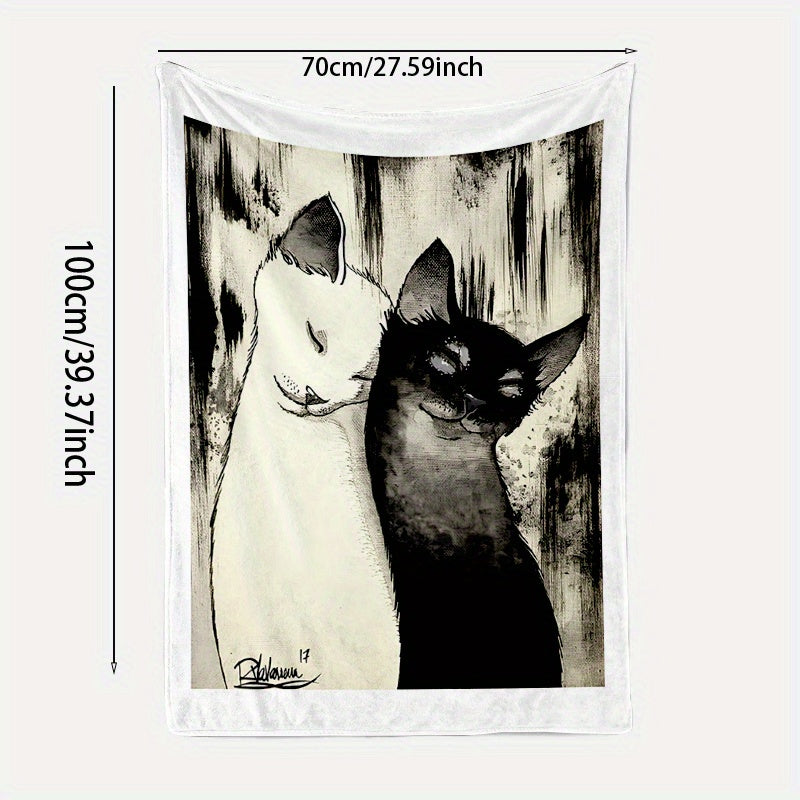 Black and White Cats Throw Blanket Flannel Fleece All-Season Cozy Sofa Bed Car Camping