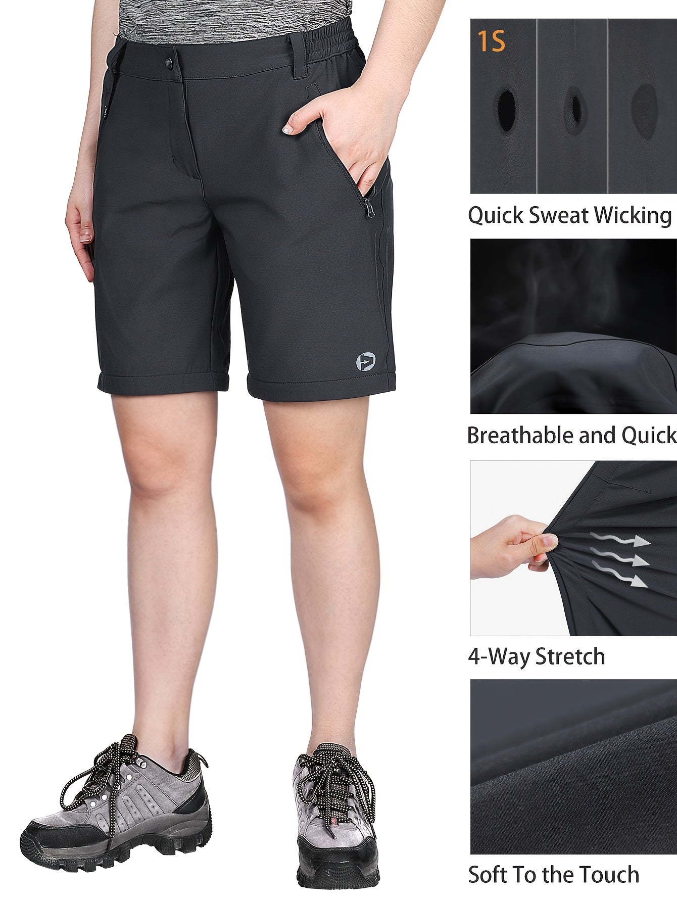 Ayollar uchun tez quriydigan, oson yig‘iladigan va qisilib ketadigan yurish shimlari, olib tashlanadigan oyoqlari bilan, qora, katta