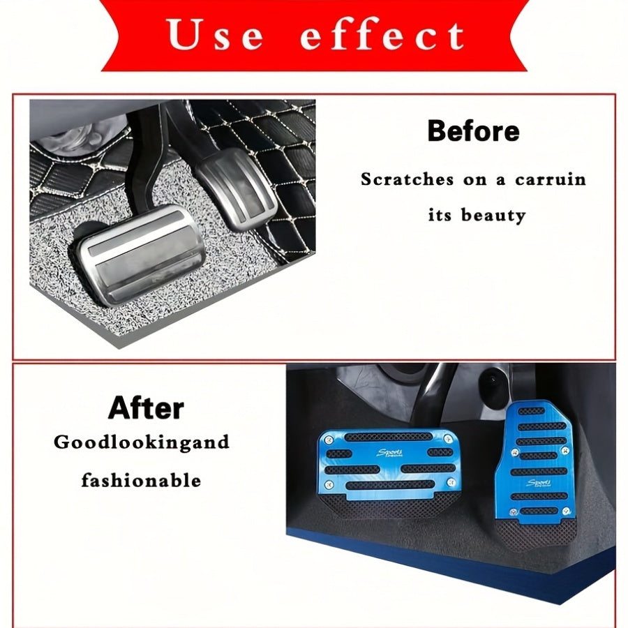 Набор накладок на педали автомобиля из алюминия для автоматической коробки передач, подушечки для ног, красные, серебристые, синие