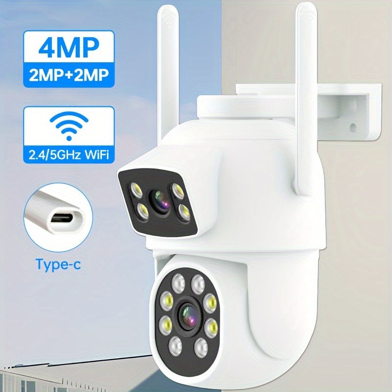Tashqi 2MP 2.5G WiFi xavfsizlik kamerası, ikki tomonlama audio, kechqurun ko‘rish, harakatni aniqlash, pan-tilt, saqlash bilan
