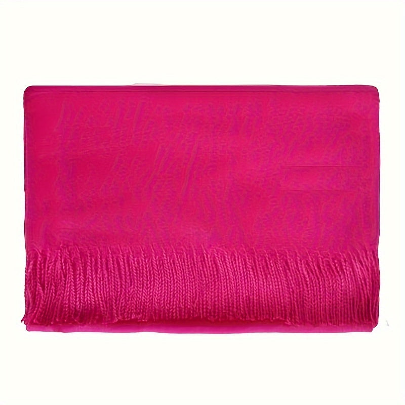 Шарф из имитации кашемира однотонный для женщин с кисточками, теплый для осени и зимы