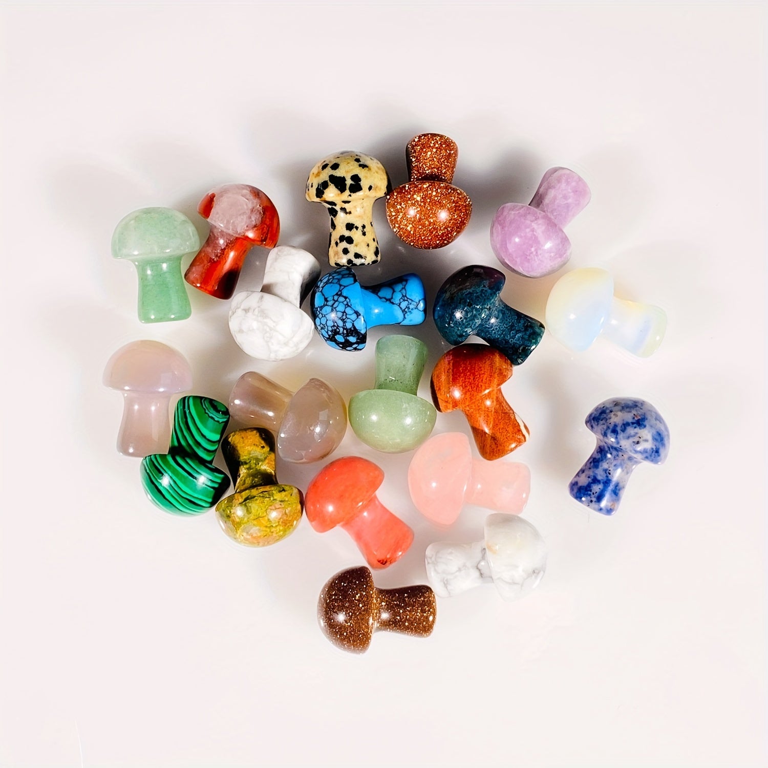 Juego de 5/10/20 mini cristales de cuarzo natural en forma de seta para decoración del hogar y regalos