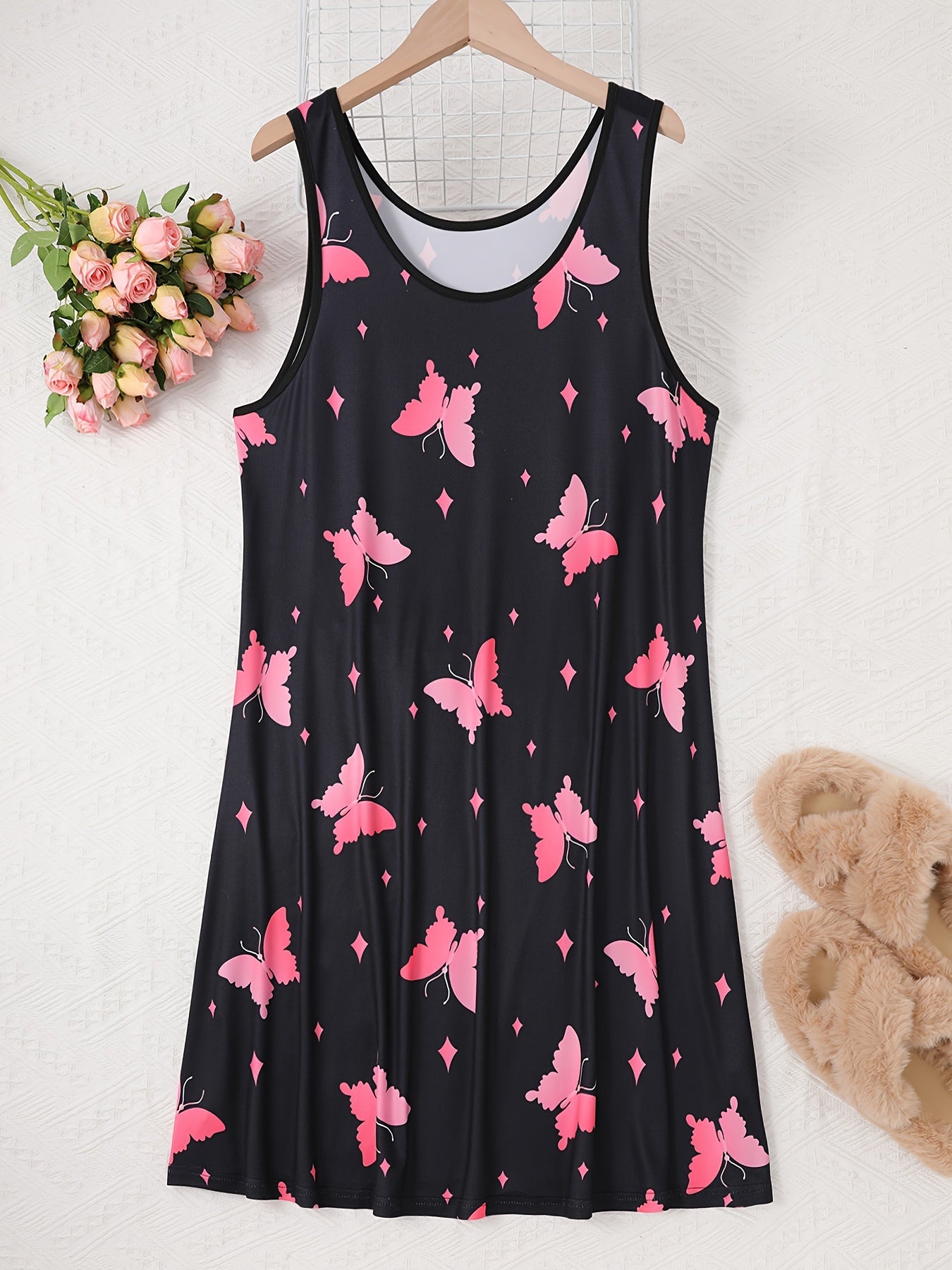 Женское ночное платье большого размера с принтом звездчатой бабочки, топ-стиль